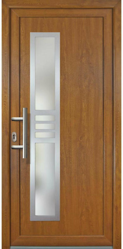 Haustür „JM Signum“ Exklusiv PVC Mod. 53 golden oak/golden oak, Anschlag links, 98x208 cm links