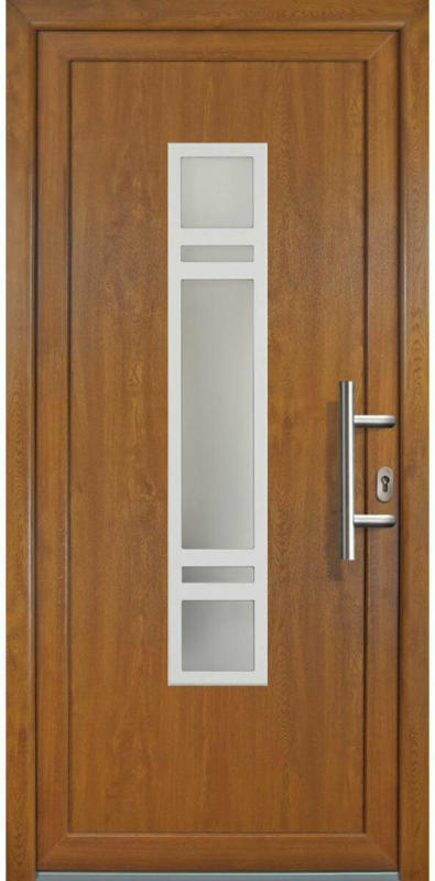 Haustür „JM Signum“ Exklusiv PVC Mod. 83 golden oak/golden oak, Anschlag rechts, 108x208 cm rechts