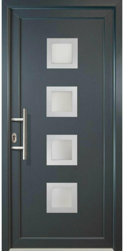 Haustür „JM Signum“ Exklusiv PVC Mod. 84 titan/titan, Anschlag links, 108x208 cm Links