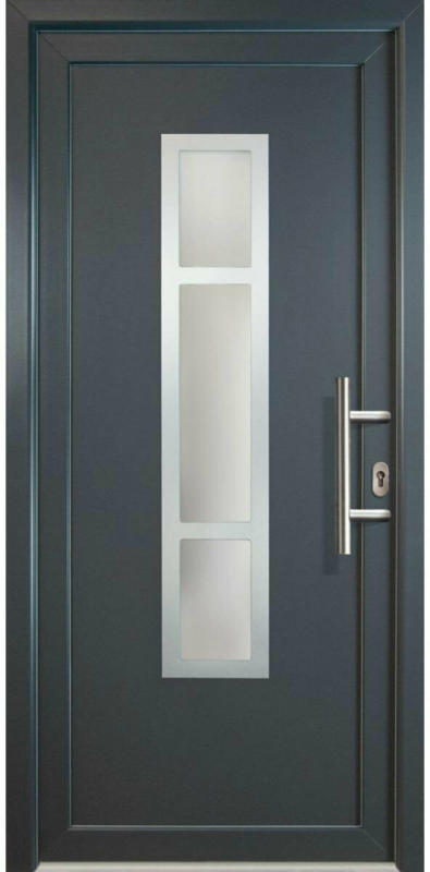 Haustür „JM Signum“ Aluminium PVC Mod. 87, titan/titan, Anschlag rechts, 98x208 cm rechts