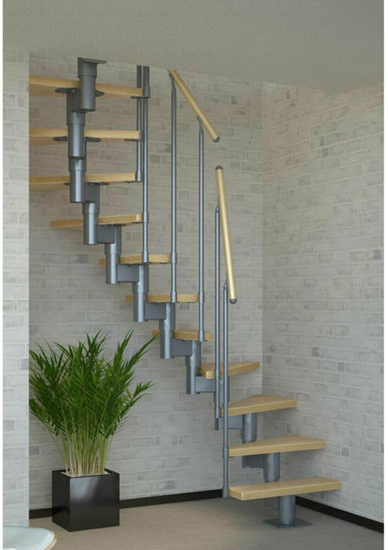 Mittelholmtreppe Dublin, 1/2gewendelt, 65 cm, inkl. einseitigem Geländer
