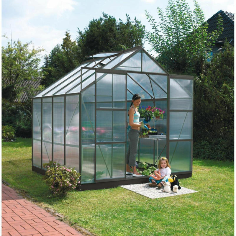 Gewächshaus „Mars 6700“, 6,7m², 4mm, Hohlkammerplatte, grau grau | 6,7 m² | Hohlkammerplatte | 4 mm