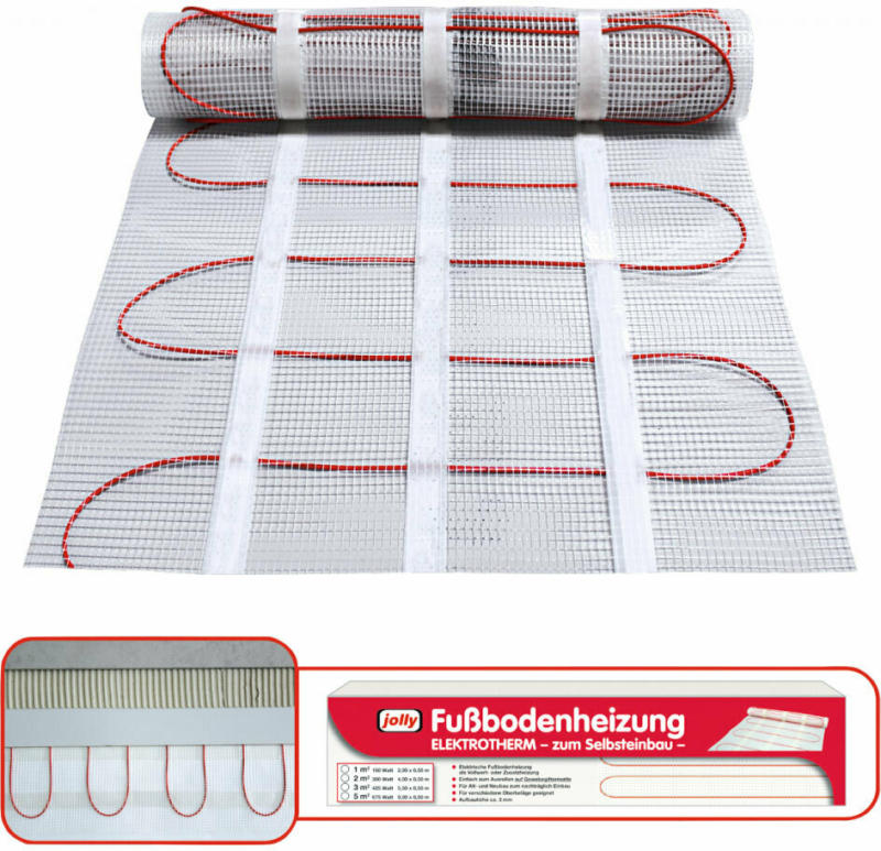 Elektrische Fußbodenheizung „Elektrotherm“, 2 m², 420x50 cm 420x50 cm