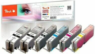 Peach Spar Pack Plus Tintenpatronen, XL-Ergiebigkeit, kompatibel zu Canon PGI-550XL, CLI-551XL