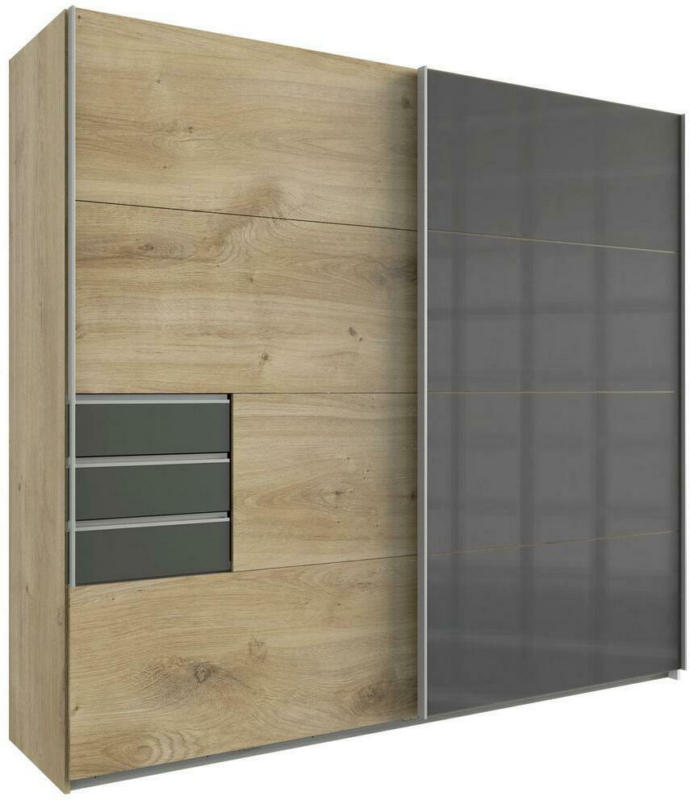 Schwebetürenschrank mit Laden 225cm Saigon, Eiche/Graphit