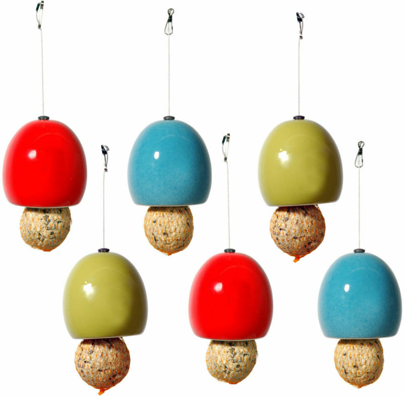 Design-Meisenknödelhalter, 6er-Set, Ø 9,5x9,5 cm, Keramik, Rot/Grün/Blau