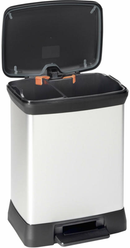Pedaleimer „Deco bin Metallics Duo“, silber metallic, 28 L