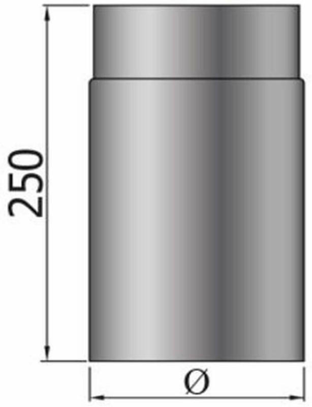 Rauchrohr 250 mm, DM 130 mm, schwarz 130 mm
