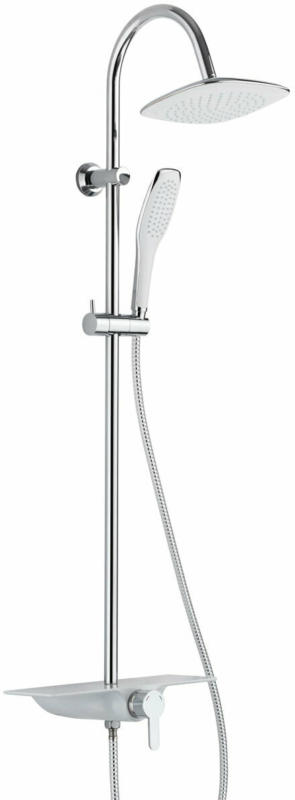 Überkopf-Brauseset „Waterway“, mit Armatur, Chrom/Weiß, mit Ablage