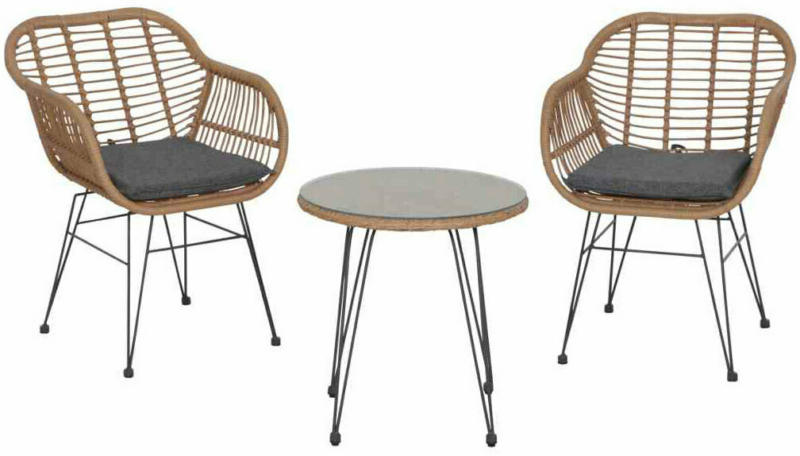 Balkonmöbelset „Tiros“, 3-teilig, royal oak/anthrazit