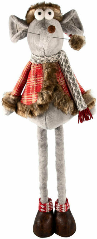 Maus mit Weihnachtsmütze, 70-110 cm, Teleskopierbar