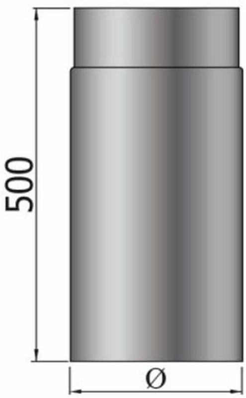 Rauchrohr 500 mm, DM 150 mm, schwarz 150 mm