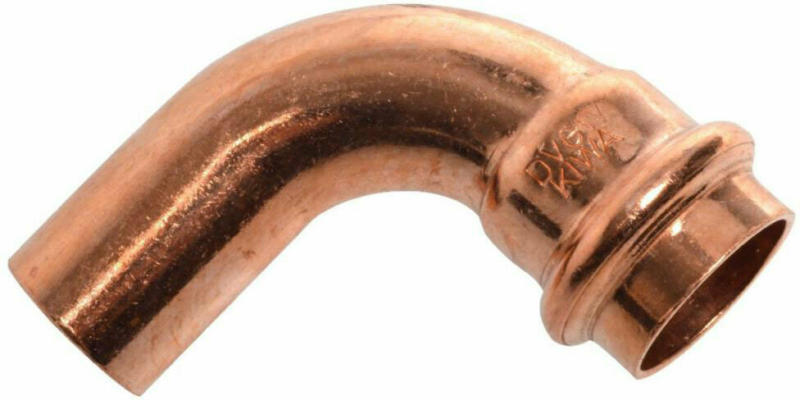 Bogen 90°, 1 Muffe, Pressfitting für Kupfer, 15 mm, V-Kontur, 10 St. 90 Grad, 1 Muffe | 15 mm | 10