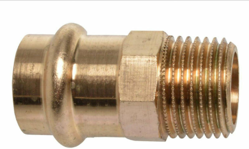 Übergangsstück, Pressfitting für Kupfer, 15 mmx3/4AG, V-Kontur, 1 St. 15 mm | 3/4 | 1
