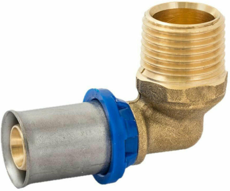 Übergangswinkel, 90°, Pressfitting für Mehrschicht-Verbundrohr, 16 mmx1/2AG 16x1/2 mm Zoll