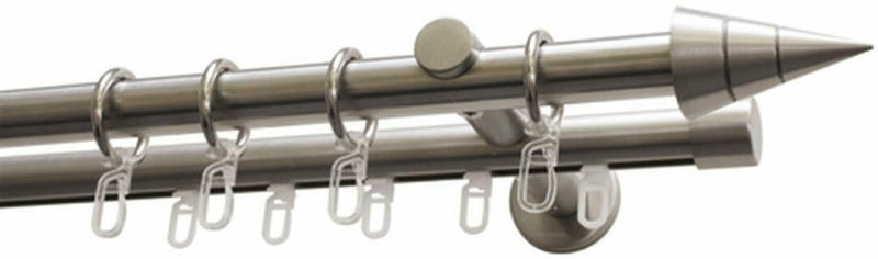 Gardinenstange 2-Lauf Kegel Ø20 mm, 160 cm, Edelstahl-optik