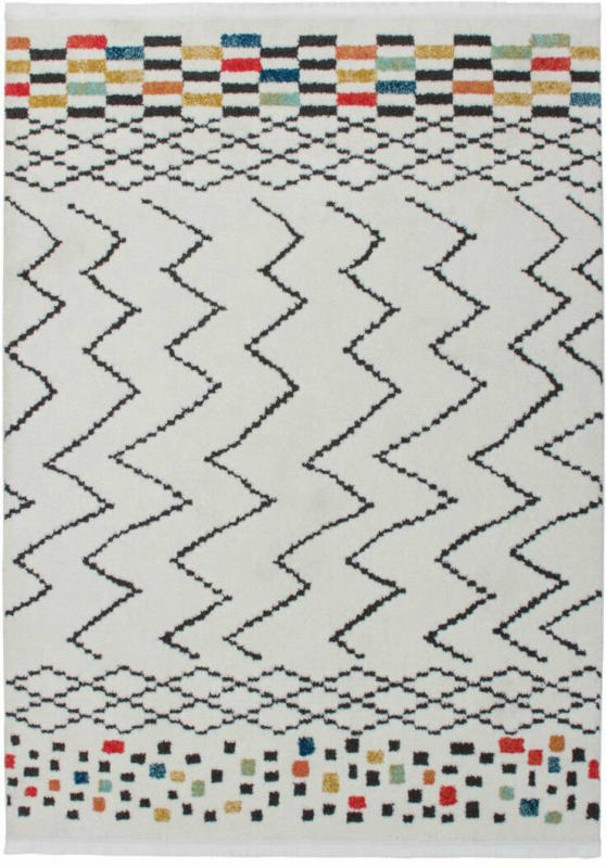 Hochflorteppich „Agadir“ 410 Weiß/Schwarz/Multi, 200x290cm 200x290 cm