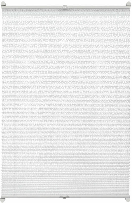 EASYFIX Plissee Ausbrenner-Stoff mit 2 Bedienschienen, ohne Bohren, 90x130 cm, Dot weiß 90x130