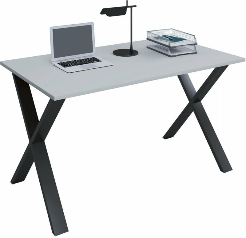 Schreibtisch „Lona“, 110x50 cm, X-Fußgestell, grau/schwarz