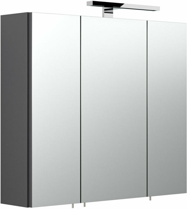 Spiegelschrank, Multi-Use, anthrazit, 70x62x17 cm 1 LED-Leuchte | 70 cm