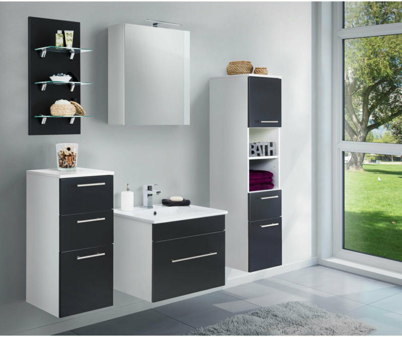 Badmöbel-Set „VIVA 60“, 5-teilig, schwarz, mit LED Panel schwarz