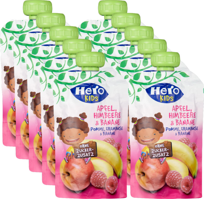 Hero Kids Smoothie Apfel Himbeere Banane , 10 x 120 g