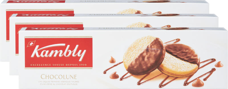 Kambly Biscuits , Chocolune, 3 x 100 g