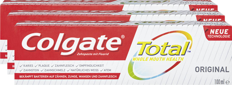 Dentifrice Total Colgate , 3 x 100 ml