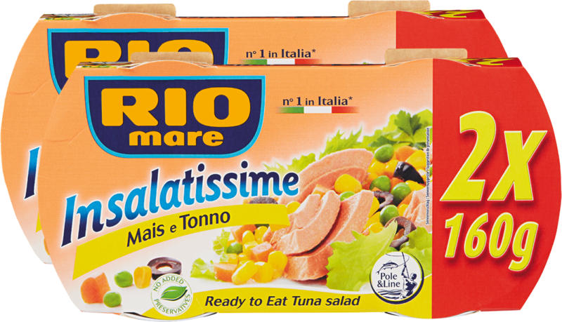 Insalatissime Rio Mare, Mais e tonno, 2 x 2 x 160 g