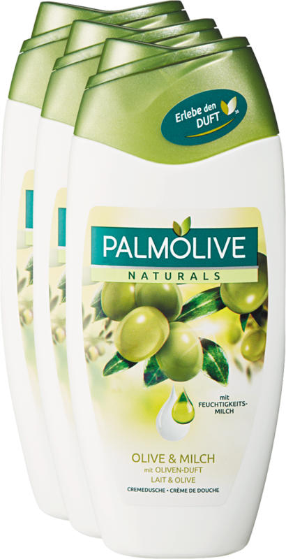 Crème de douche Naturals Palmolive, Olive & Lait, 3 x 250 ml