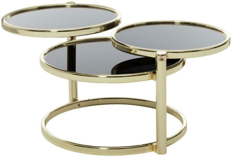 Beistelltisch Schwenkbar mit 3 Glasplatten Susi, Schwarz/Gold