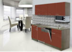 Möbelix Küchenzeile Economy mit Geräten 195 cm Rot/Eiche Dekor Modern