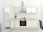 Möbelix Küchenzeile Abaco mit Geräten 300 cm Perlmutt/Akazie Modern