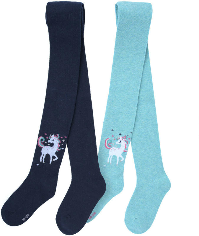 2 Mädchen Strumpfhosen mit Einhorn-Motiv (Nur online)