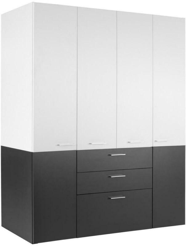 Kleiderschrank mit Laden 163cm Duo, Weiß/Anthrazit