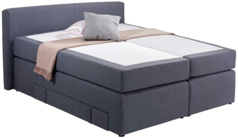 Boxspringbett mit Matratze 180x200cm Tristan, Blau/Grau
