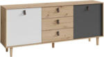 Möbelix Sideboard Dekor 180 cm Bristol, Eiche/Weiß/Anthrazit