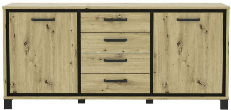 Sideboard B: 178 cm Trondheim, Eiche Dekor/Schwarz