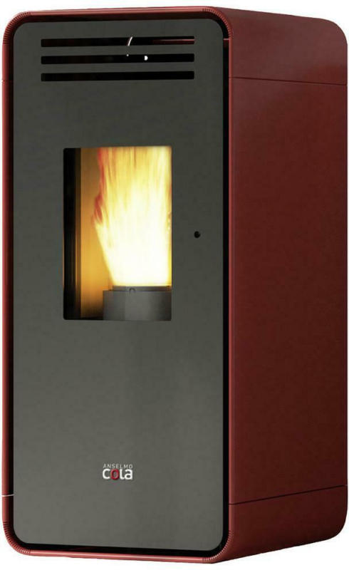 Anselmo Cola Pelletofen Ambra Rot Metall 6,5 Kw mit Wi-Fi