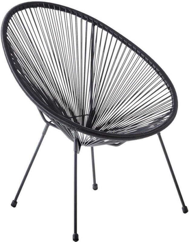 Gartensessel in Metall, Kunststoff Schwarz