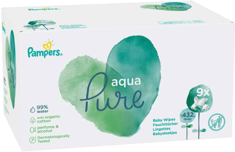 Pampers Aqua Pure Feuchttücher 9 x 48 Tücher -