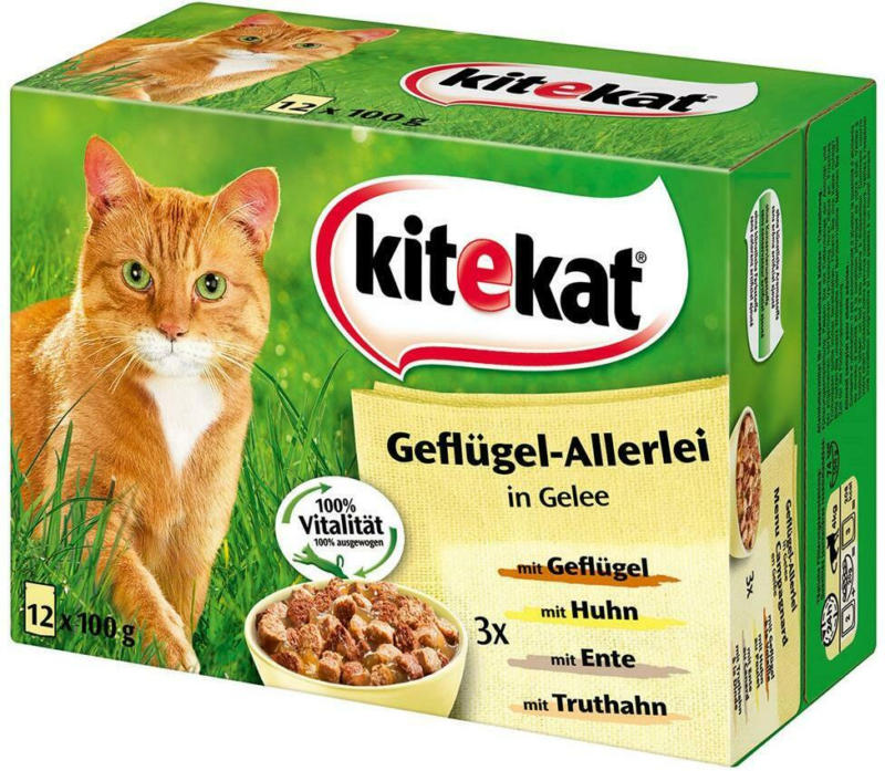Kitekat Frischebeutel 12-Pack Geflügel Allerlei in Gelee