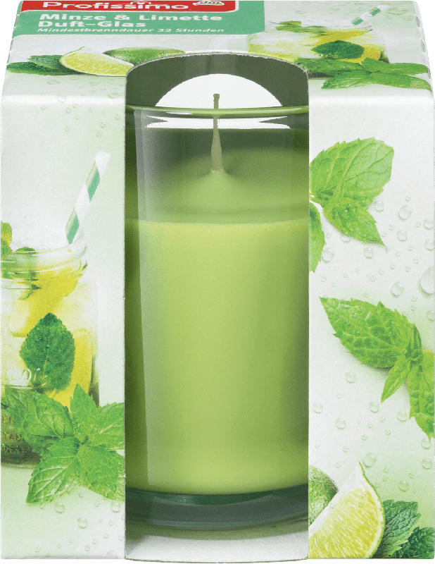 Profissimo Duftkerze mit Glas Minze und Limette