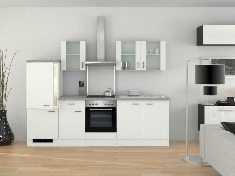 Küchenzeile Wito mit Geräten 270 cm Grau/Weiß Modern