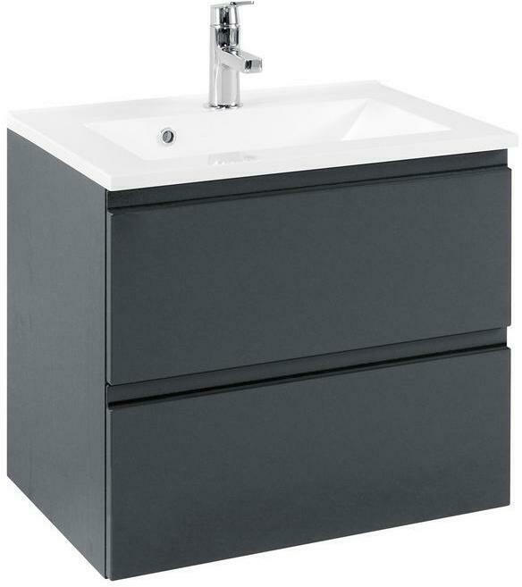 Waschtisch Hängend mit Soft- Close Cardiff B: 60 cm Grau