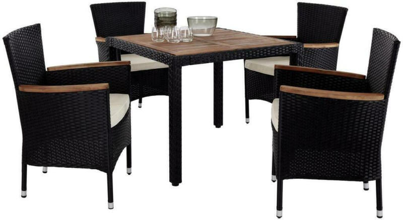Gartenmöbel Set 5-Tlg. Moa Aus Kunststoff U. Holz mit Kissen