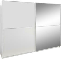 Schwebetürenschrank mit Spiegel 180cm Baden, Weiß Dekor