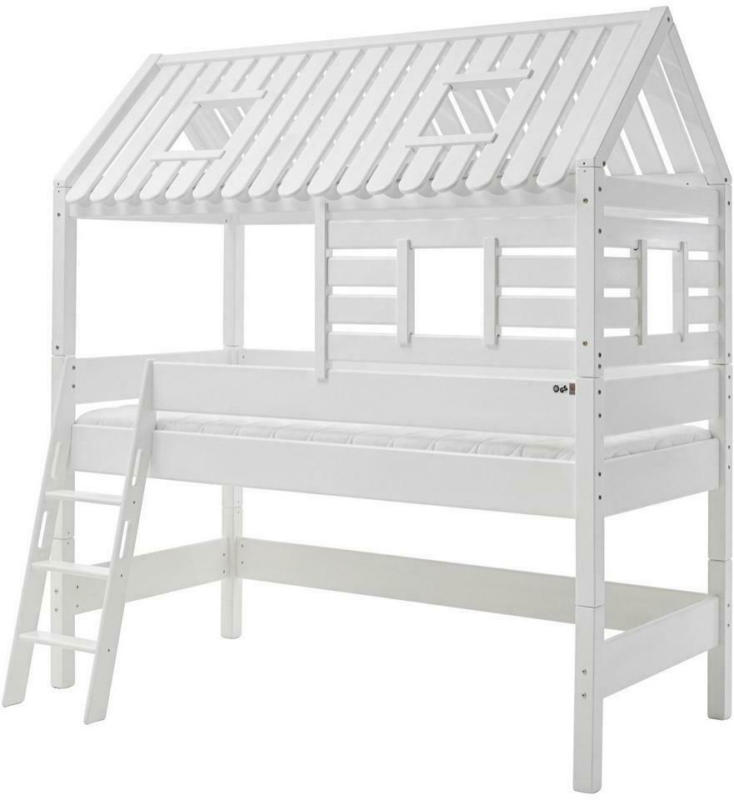 Spielbett Kim Weiß Buche Massiv 90 cm Absturzsicherung