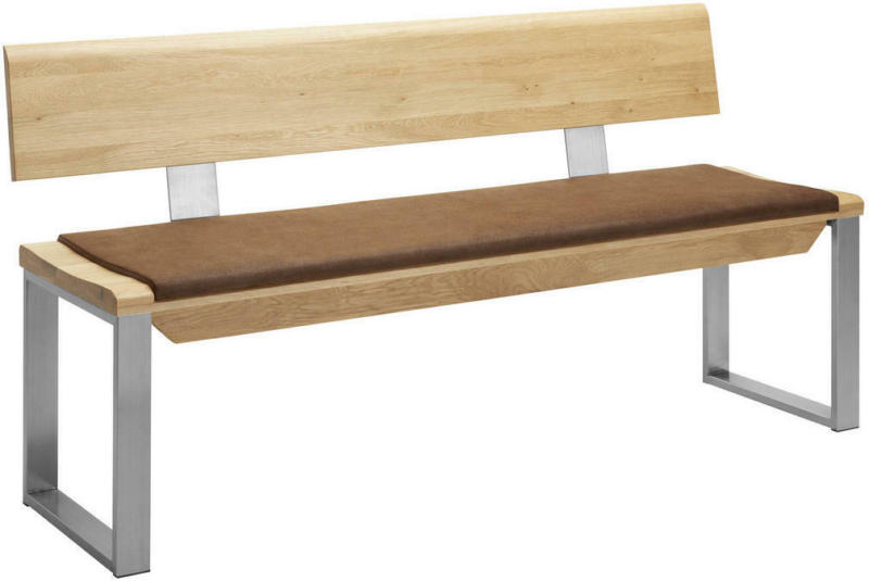 Sitzbank 180/83/54 cm in Braun, Eichefarben, Edelstahlfarben