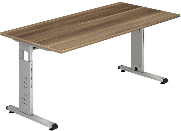 Schreibtisch in Silberfarben, Zwetschgefarben